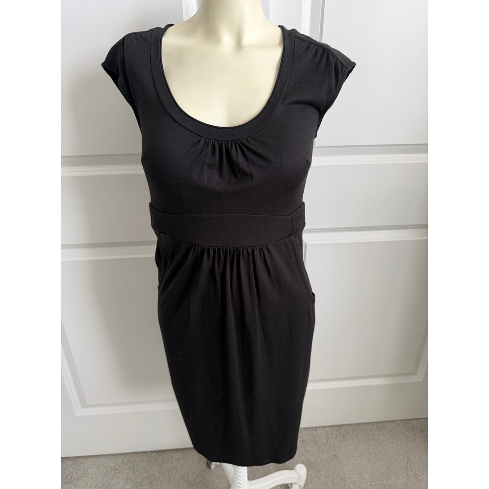 Boden Black Jersey Scoop Neck Empire Waist Pocket Dress US 4R